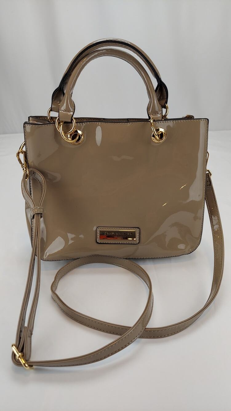 Marc New York by Andrew Marc Patent Leather Taupe Small Crossbody Bag Rare Find
